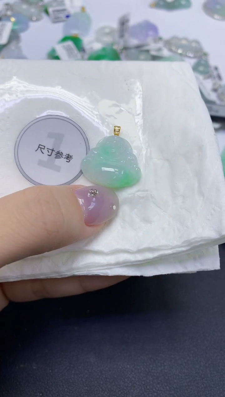 颈饰18K金镶嵌翡翠天然缅甸翡翠A货百元以上9元证书费自理