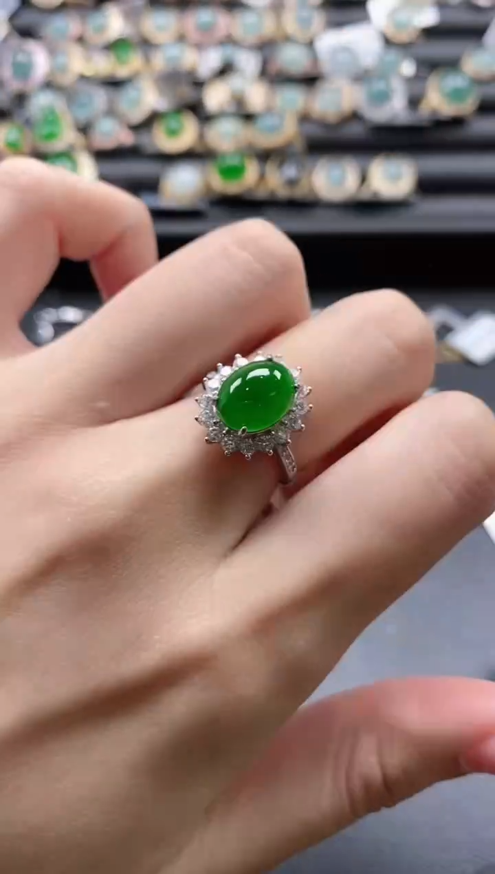 【闪购商品】翡翠戒指银S925镶嵌51511