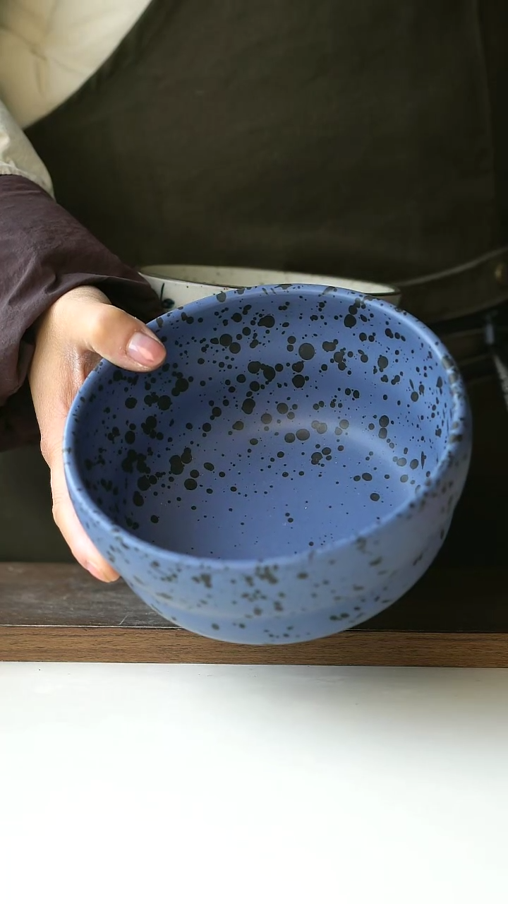 【闪购商品】陶瓷紫色泼墨面碗@4-2@