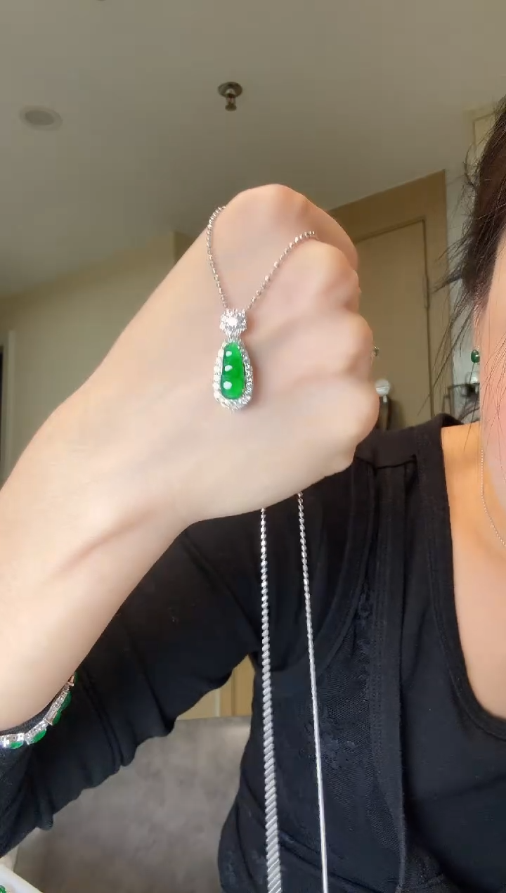 翡翠银S925镶嵌吊坠(不含链)天然翡翠吊坠