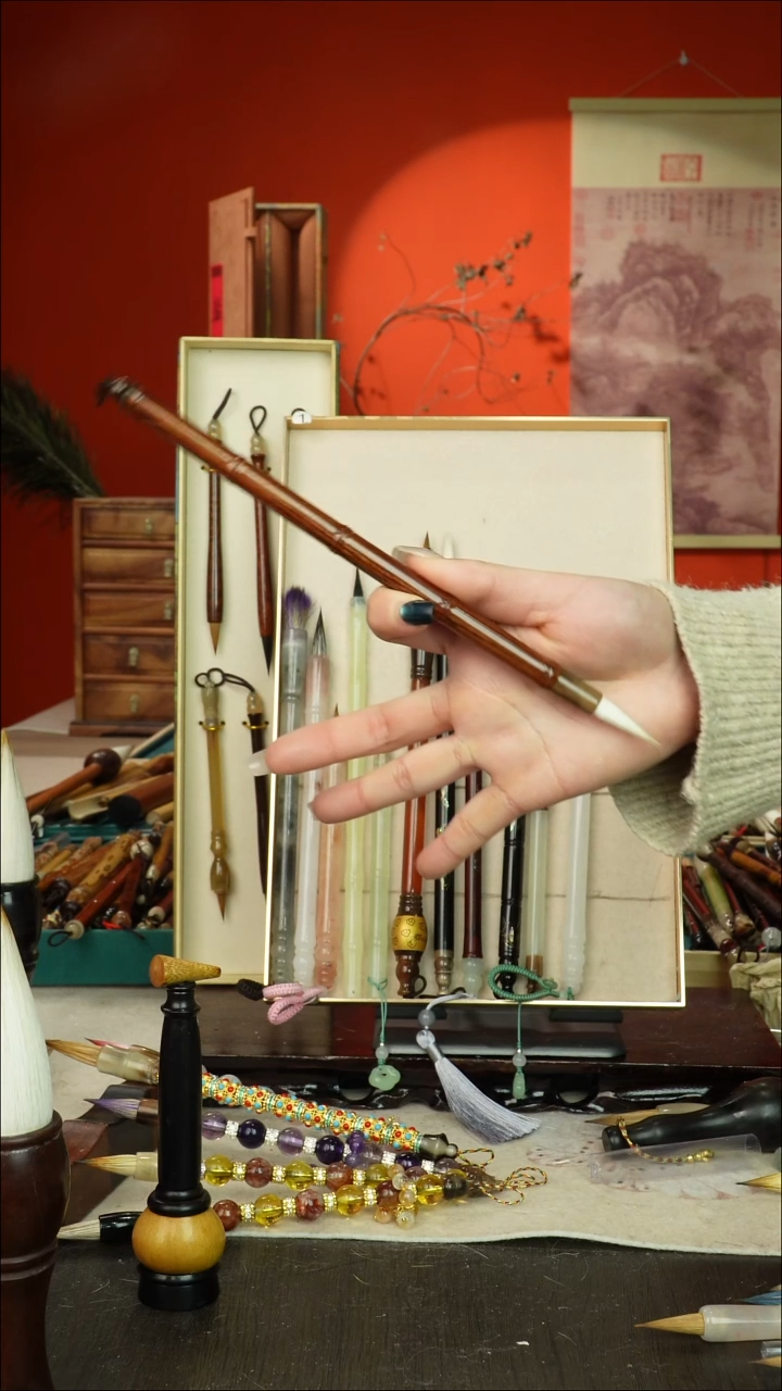 387号闪孤品高货毛笔链接 清水试笔 蘸墨不退