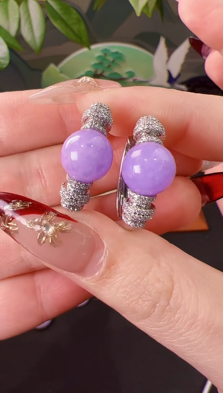 【闪购商品】翡翠耳饰18K金镶嵌耳扣