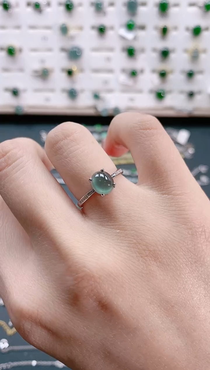 【闪购商品】翡翠戒指银S925镶嵌天然翡翠