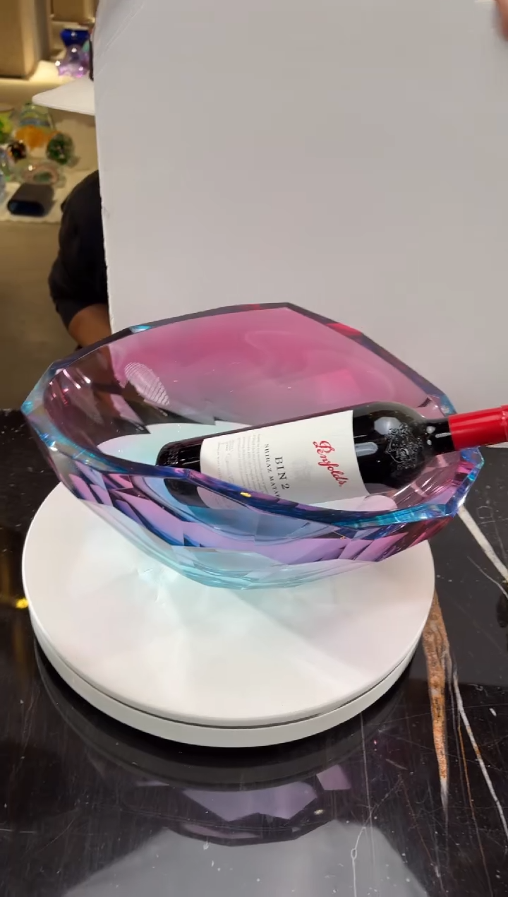 摆件0301028-2璨石美学金红紫罗兰刻面艺术果碗冰酒桶