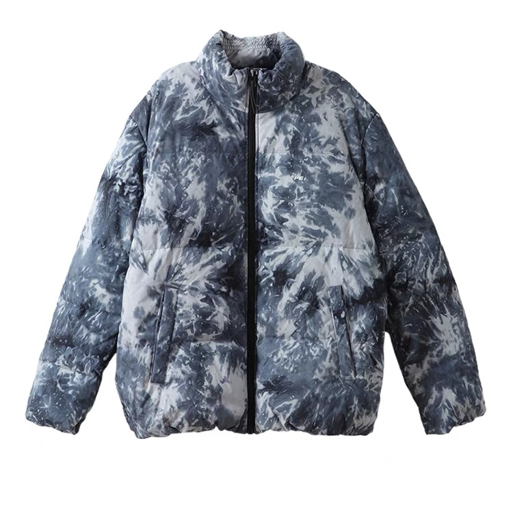 （PB）立领保暖印花秋冬扎染宽松两面迷彩男士短款满印运动外套