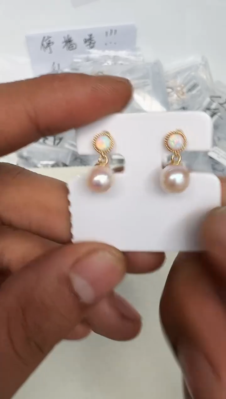银S925镶嵌耳饰海水珍珠耳钉