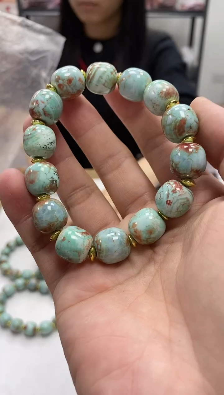 未镶嵌手链玛瑙/玉髓灵璧玛瑙鼓珠手串