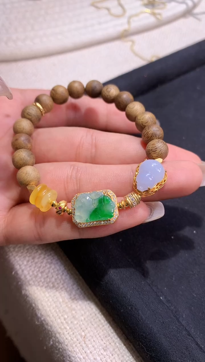 银S925镶嵌手串翡翠手串