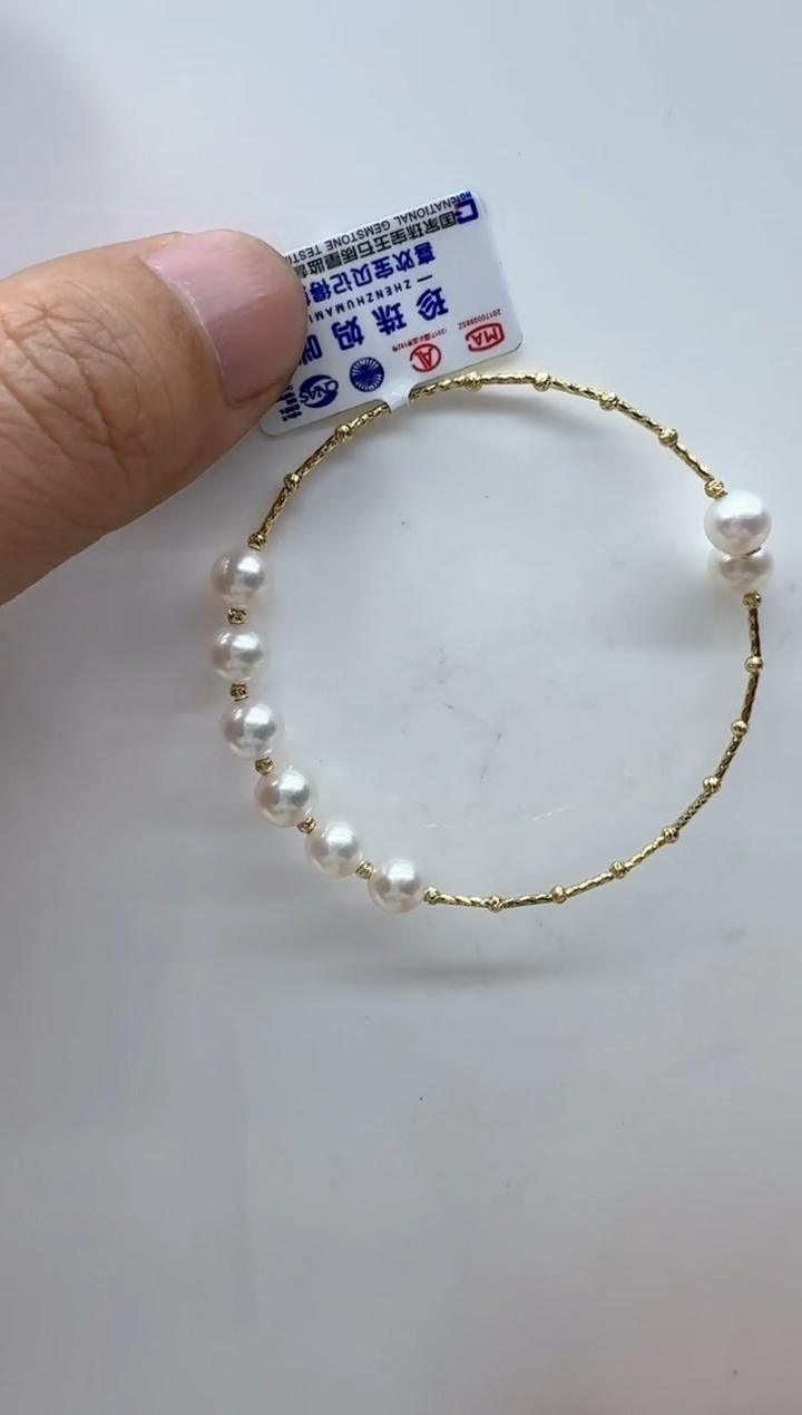 【闪购商品】淡水珍珠手镯18K金镶嵌清货