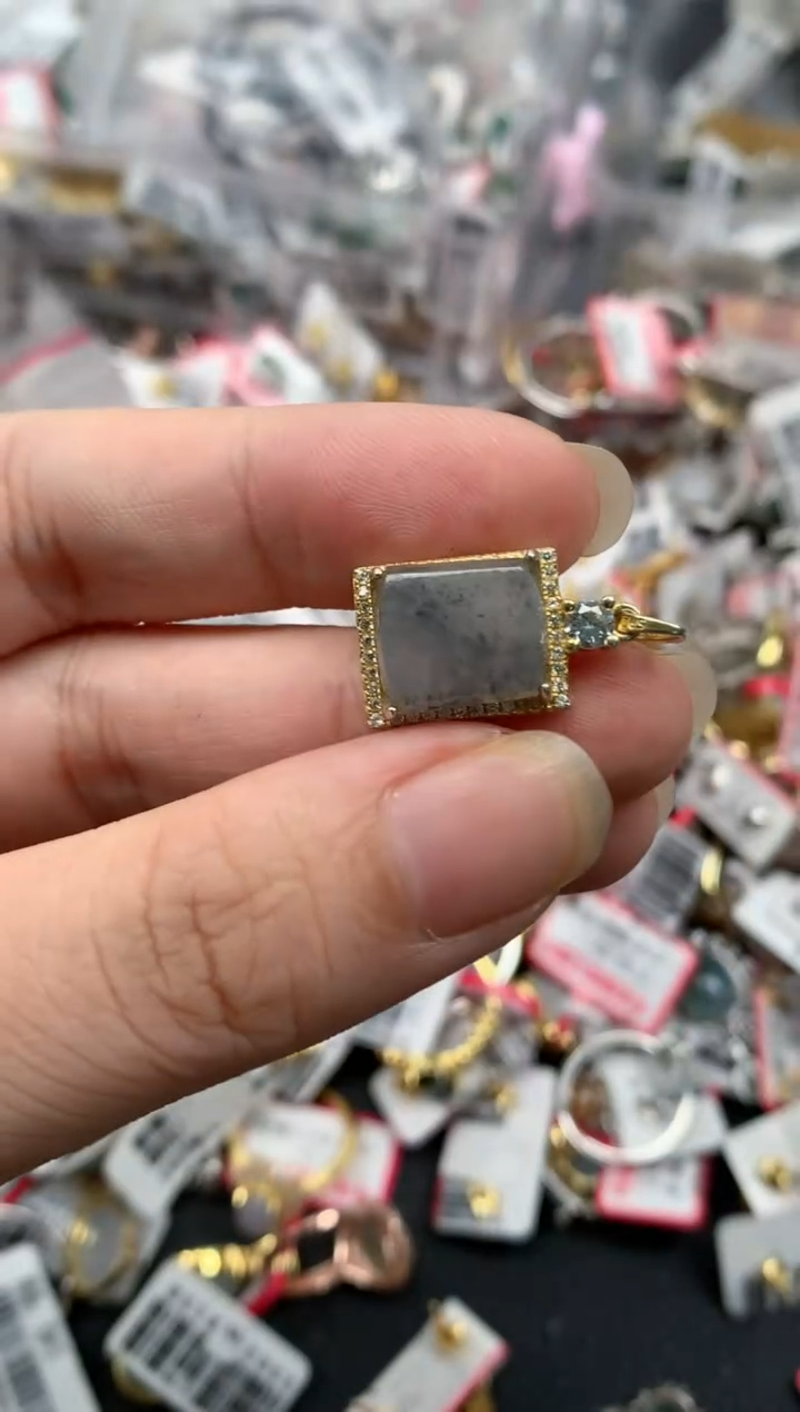 翡翠戒指银S925镶嵌天然A货缅甸翡翠