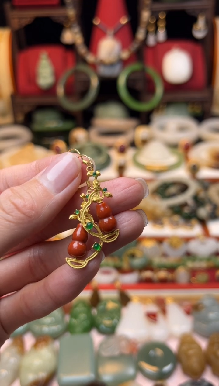 【闪购商品】南红玛瑙耳饰银S925镶嵌福利