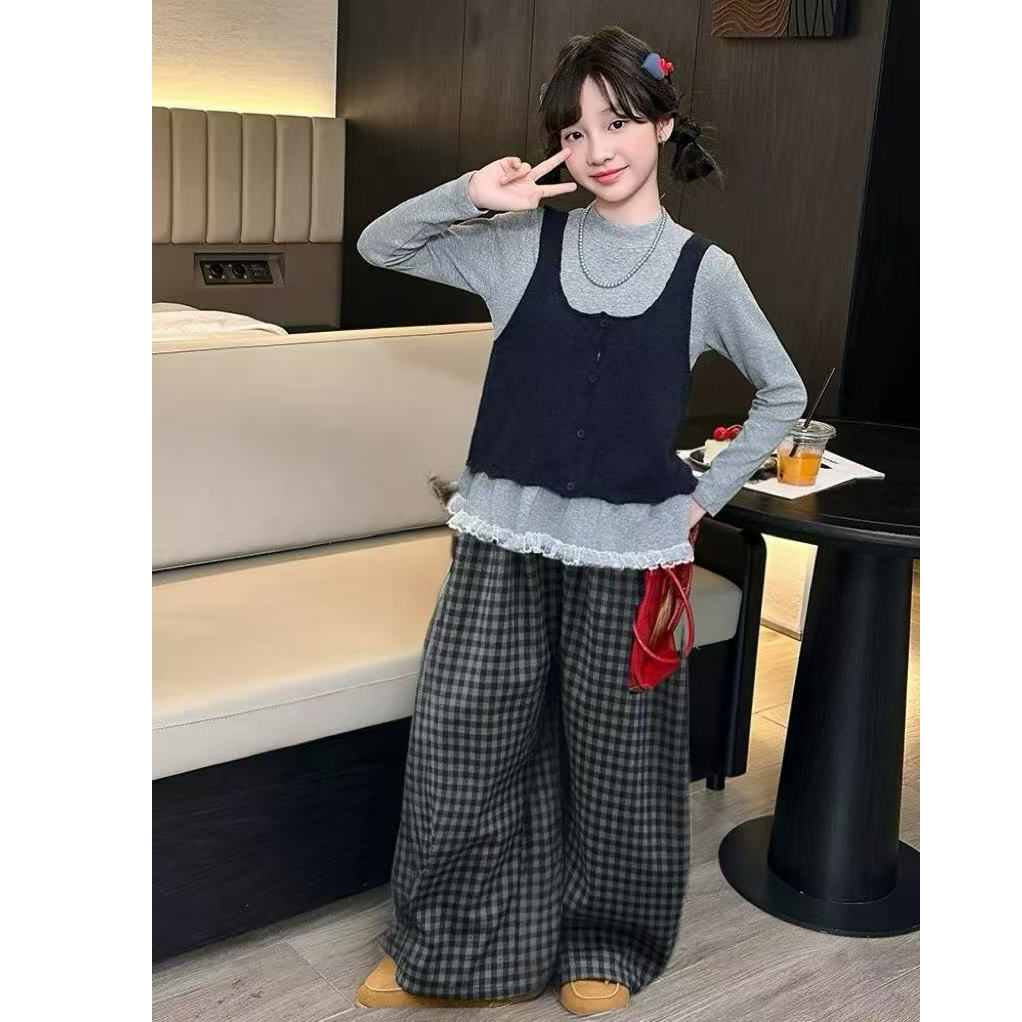 512054 （裤子不加绒）韩版秋冬女童款舒适时尚百搭洋气套装