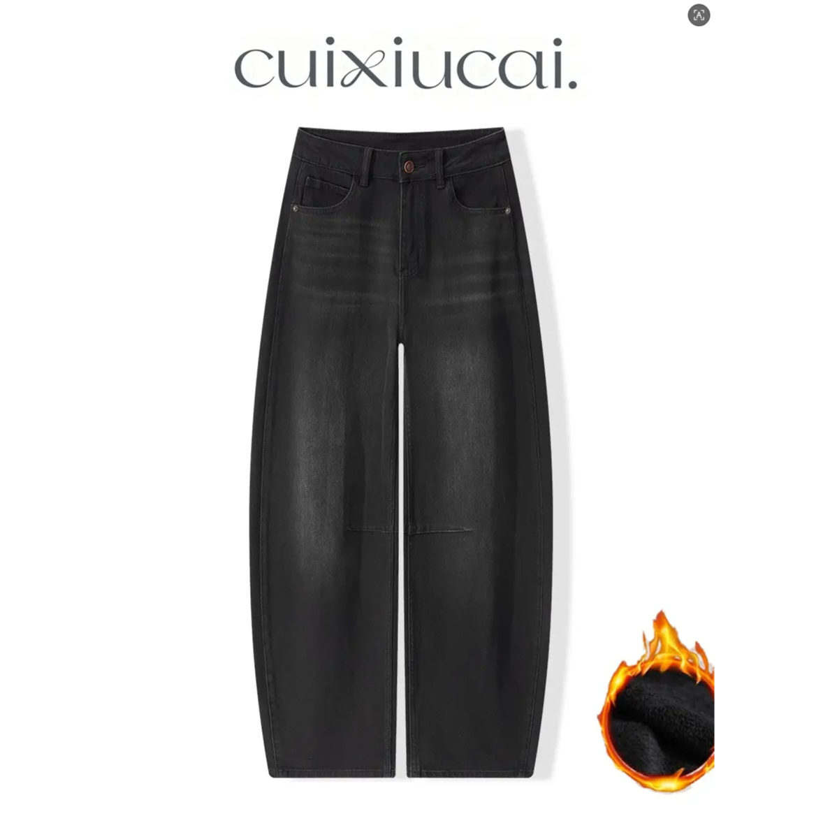 秋冬加绒20055黑灰色弯刀牛仔裤女直筒弯刀牛仔裤休闲百搭