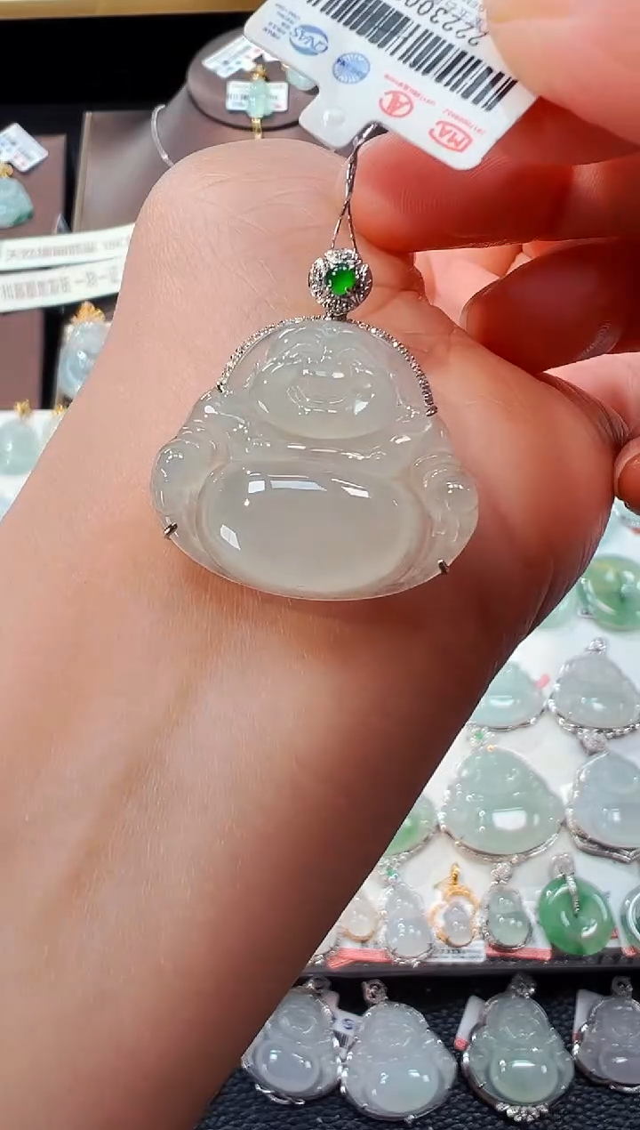 【闪购商品】翡翠吊坠(不含链)18K金镶嵌佛公吊坠997