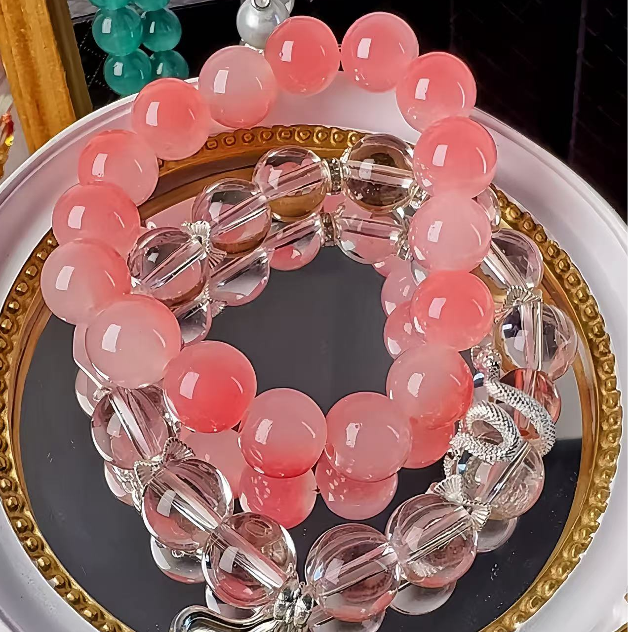 合金玻璃手链 （颜色款式随机任选3条）可爱甜美风diy精品手串