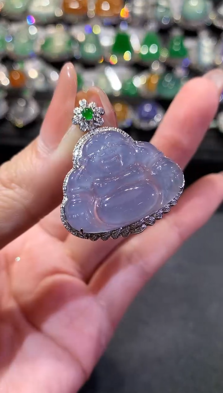 【闪购商品】翡翠吊坠(不含链)18K金镶嵌33-佛公