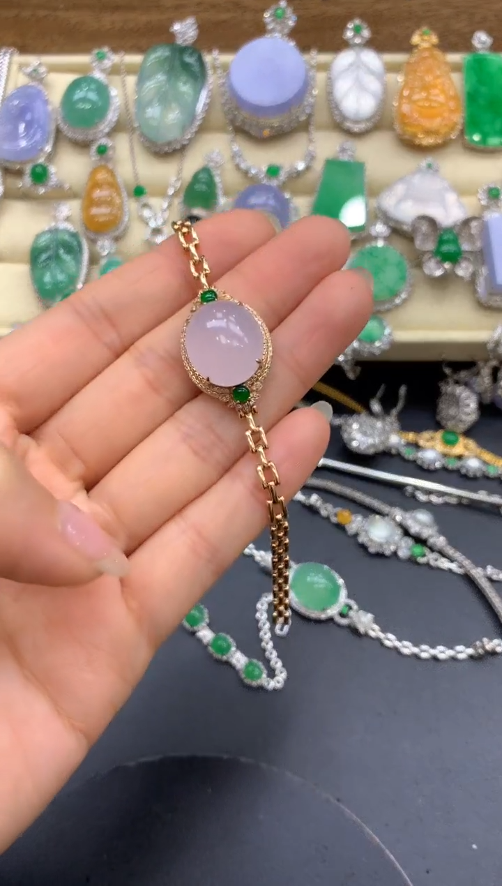 【闪购商品】翡翠手链18K金镶嵌467-中国好珍宝