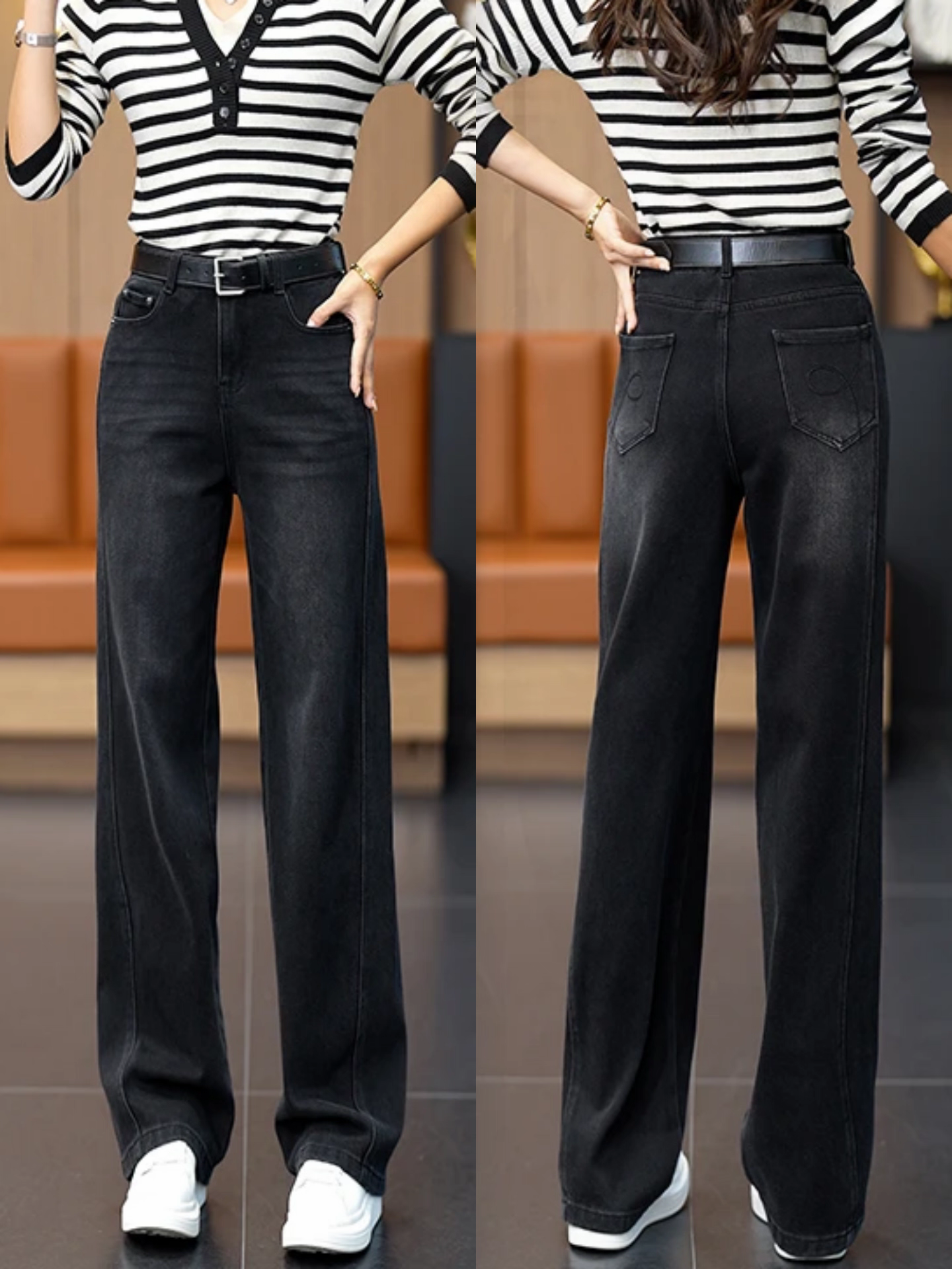 秋冬直筒牛仔裤女款2025爆款百搭垂感宽松显瘦窄版阔腿休闲裤子女