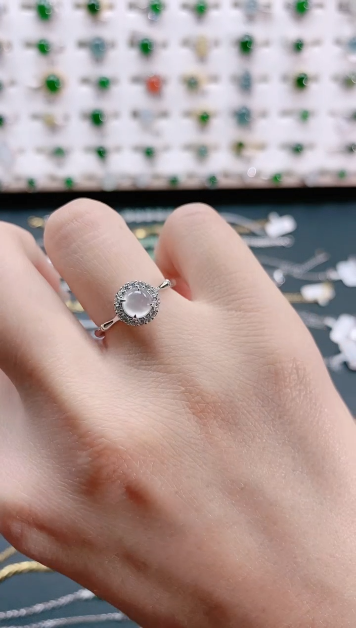 【闪购商品】翡翠戒指银S925镶嵌天然翡翠