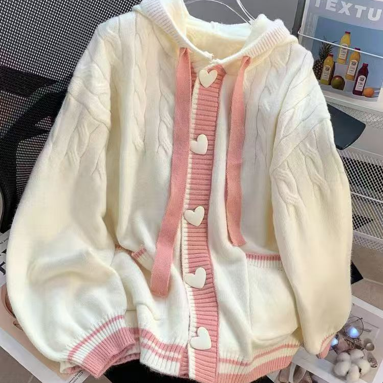 1051-1100毛衣开衫春秋网红洋气针织时尚百搭加厚秋冬白色休闲宽