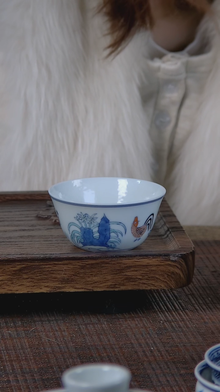 【闪购商品】折葵非器手工手绘斗彩鸡缸杯