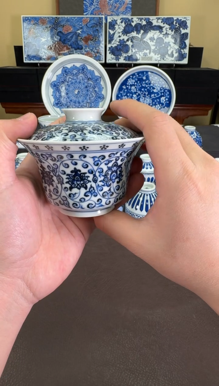 【闪购商品】羿器窑缠枝团龙马蹄盖碗