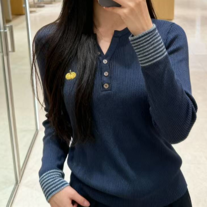 显瘦翻领女毛针织衫秋冬开衫刺绣长袖针织