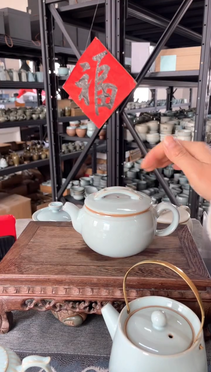 【闪购商品】其他天青 手工汉鼓壶 汝意堂