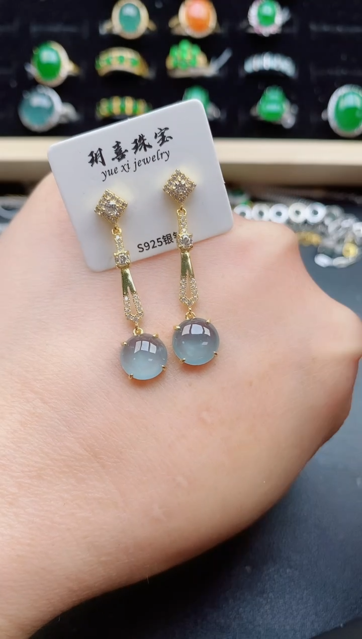 【闪购商品】翡翠耳饰银S925镶嵌321321