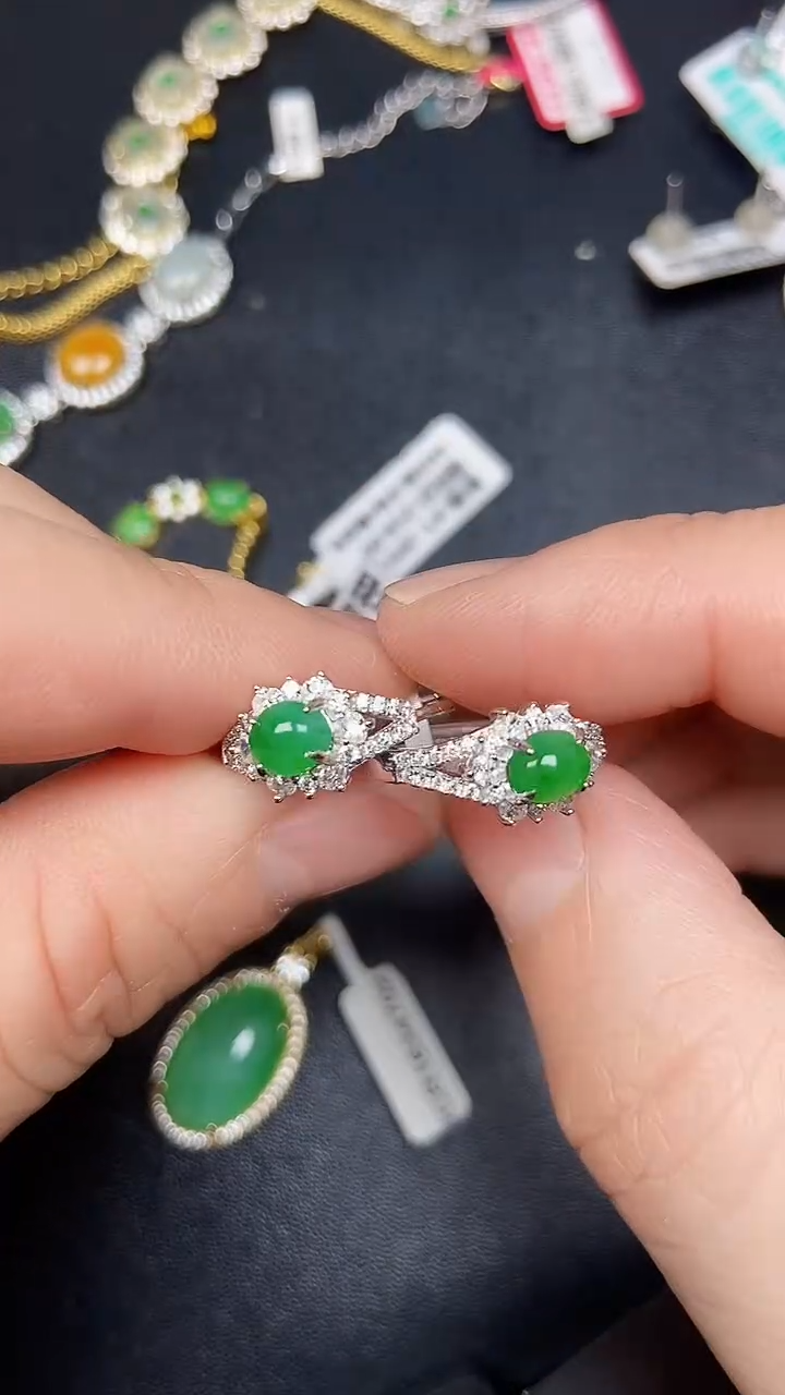 银S925镶嵌戒指翡翠2690