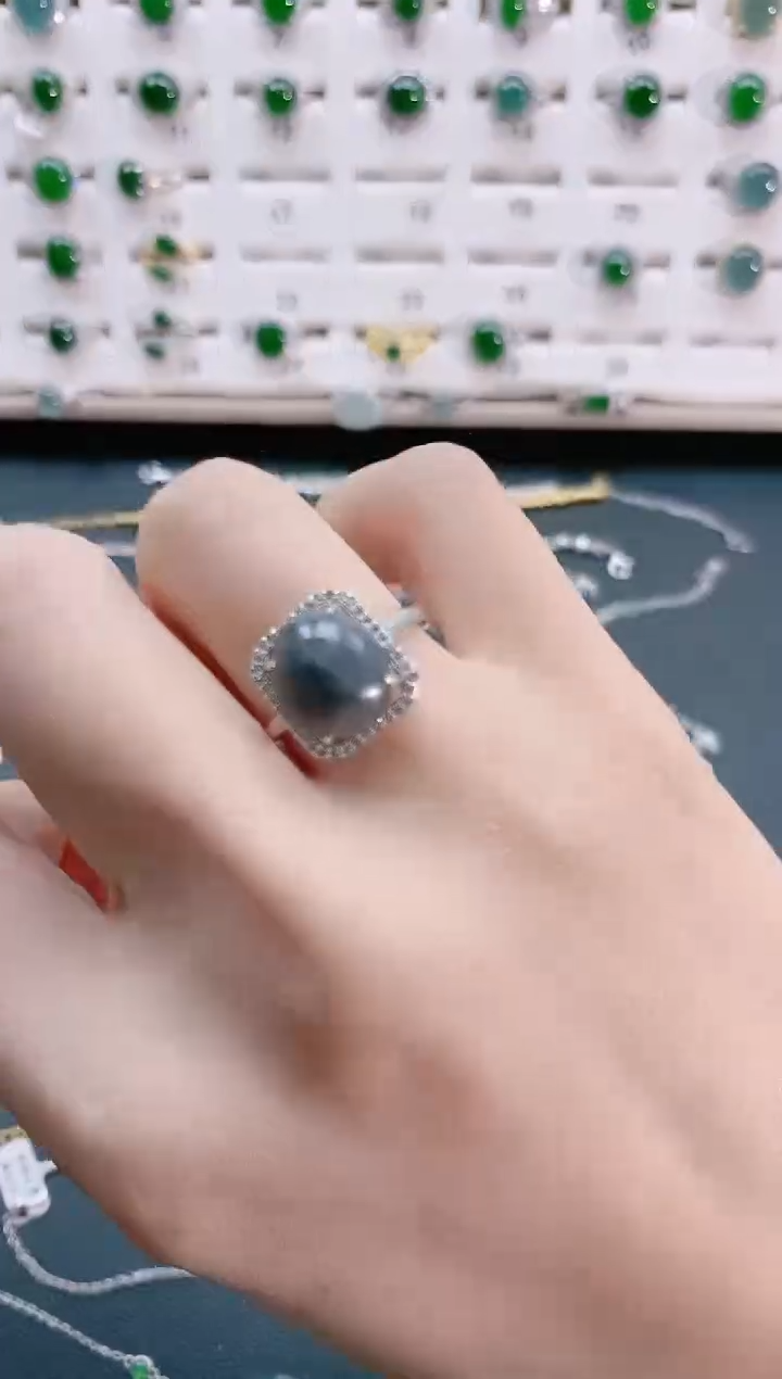 【闪购商品】翡翠戒指银S925镶嵌天然翡翠