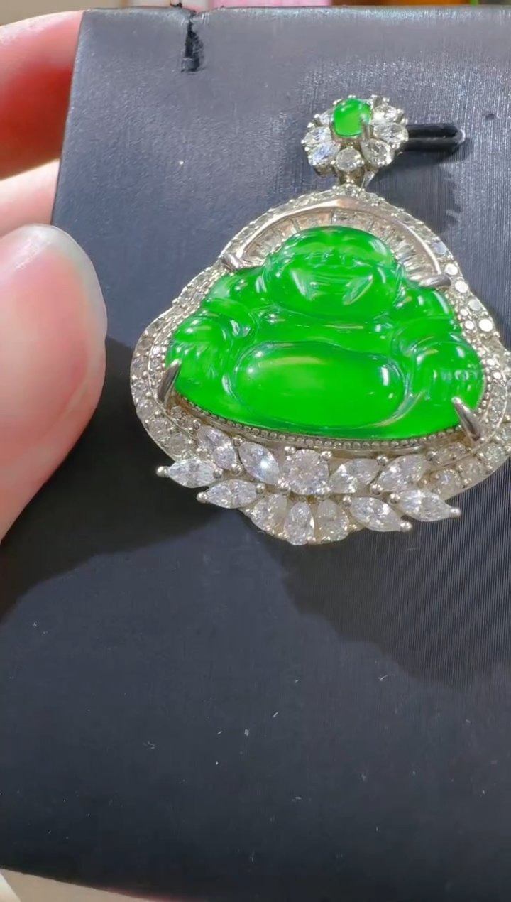 翡翠银S925镶嵌吊坠(赠链)天然a货翡翠