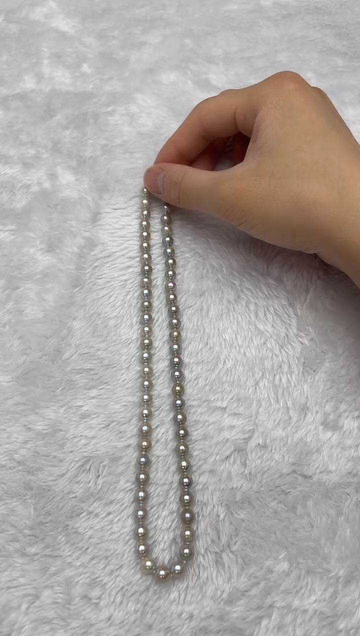 项链银S925镶嵌海水珍珠AK真多麻6.5-7mm