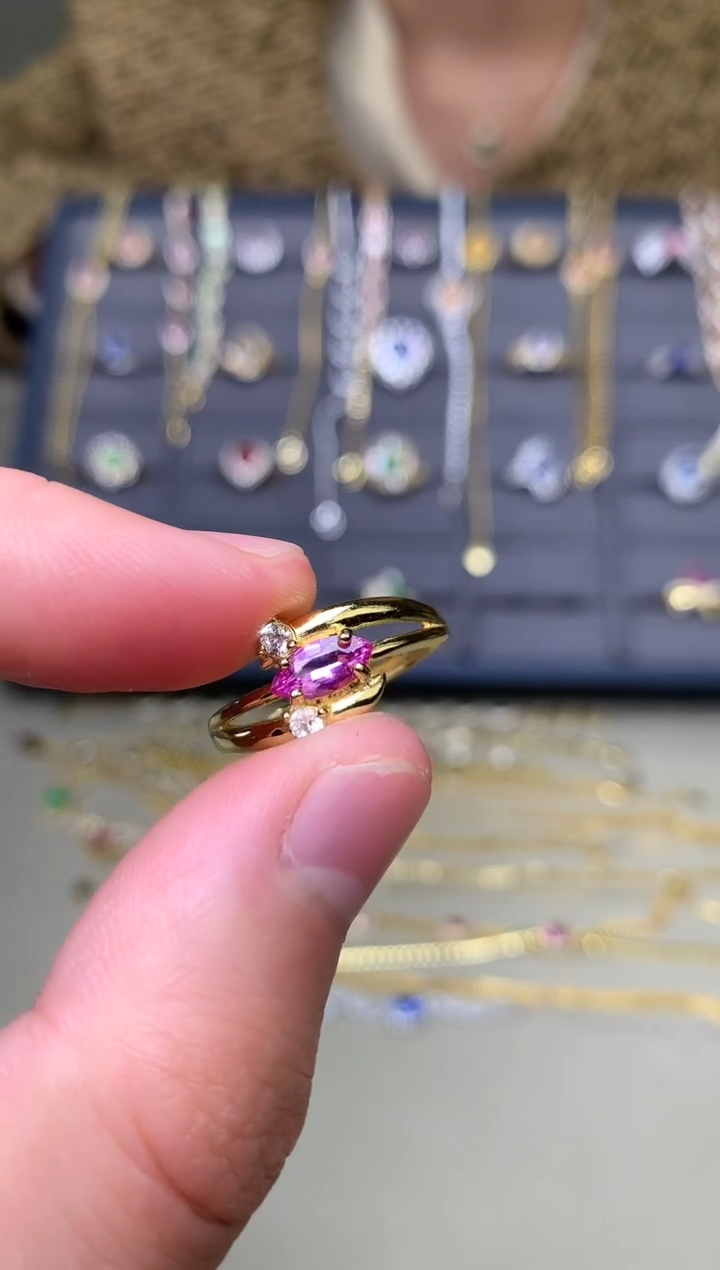 戒指蓝宝石银S925镶嵌戒指