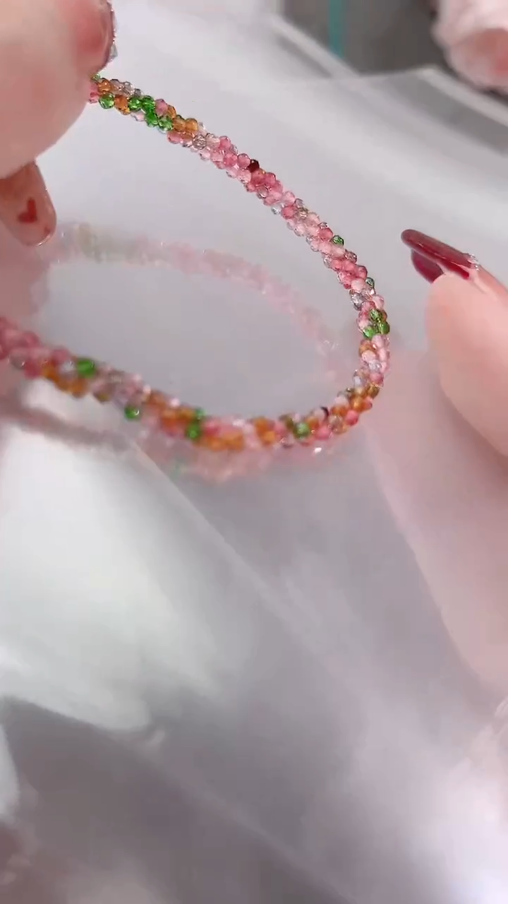 银S925镶嵌手链尖晶石粉19.9