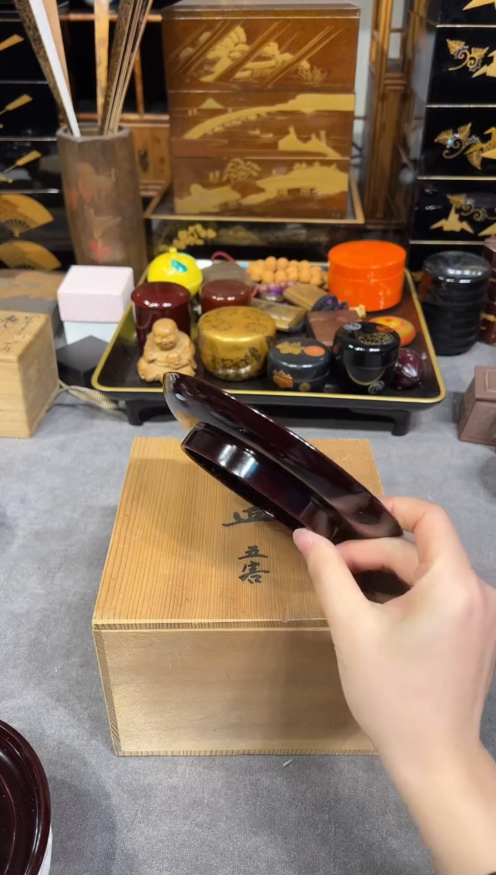 椿皿五片 大漆漆器大漆漆器