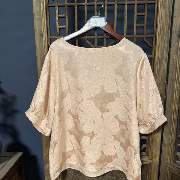 （瑕疵）秋季新款休闲时尚圆领桑蚕丝短袖上衣女Z273