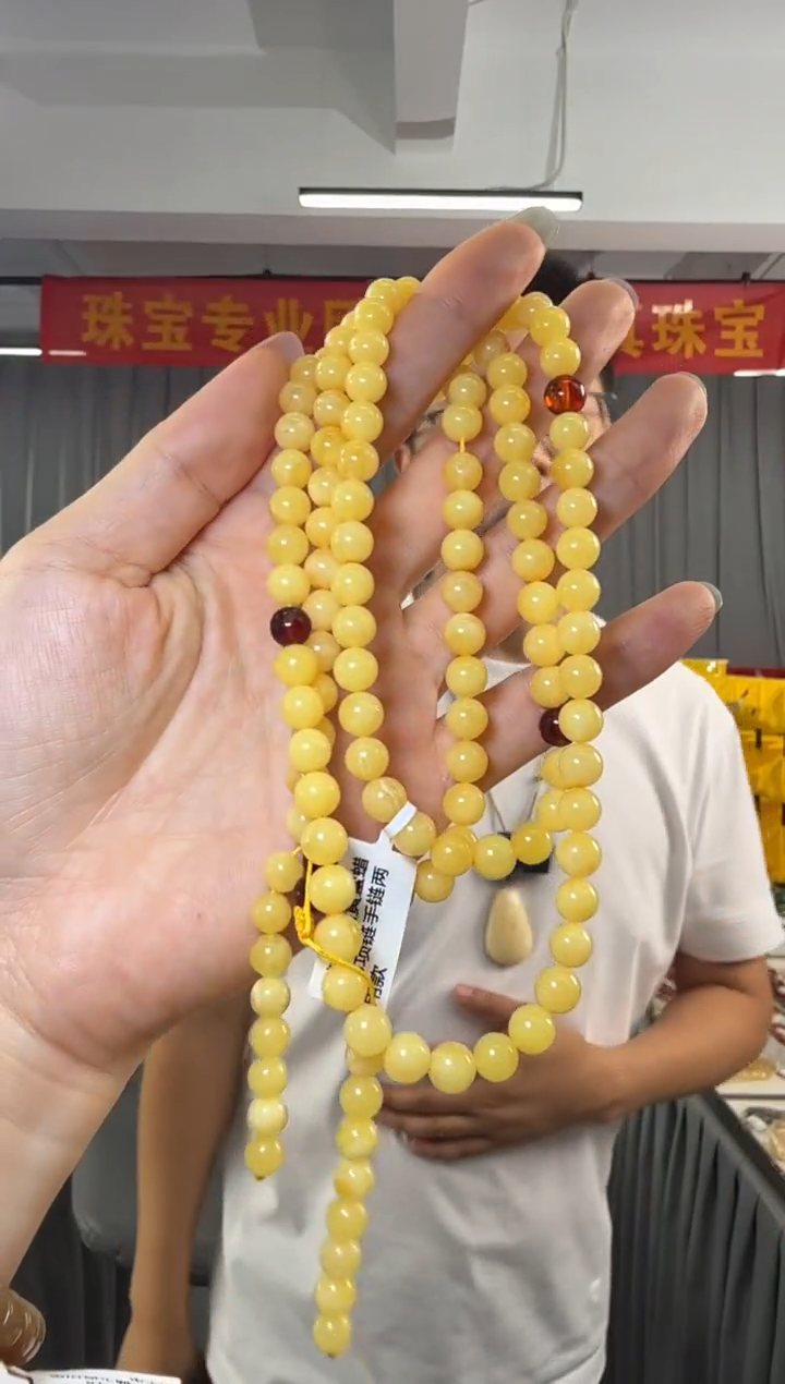 未镶嵌蜜蜡手串俄料鸡油黄蜜蜡108项链手链两用款