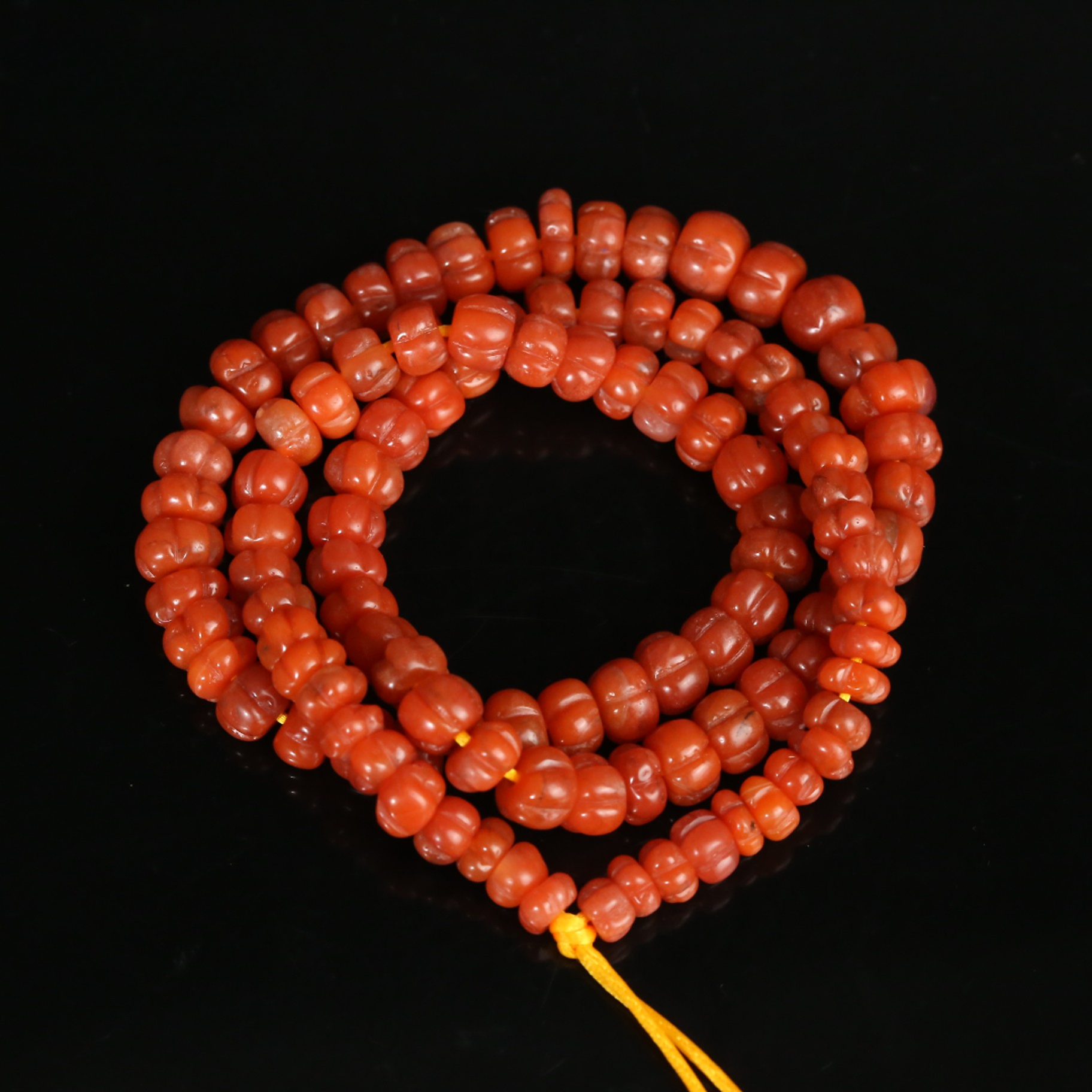 十九世纪南红玛瑙瓜棱念珠【文物宝库】AABS2510143003