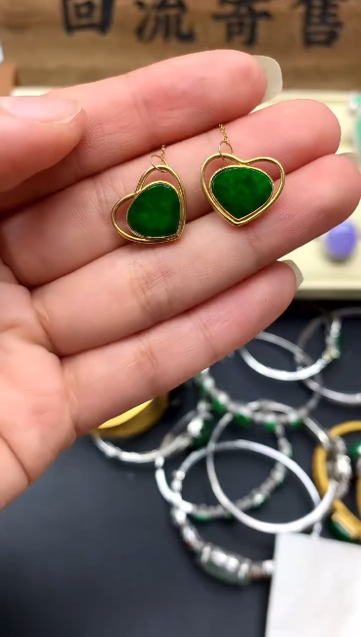 【闪购商品】翡翠耳饰18K金镶嵌275-中国好珍宝