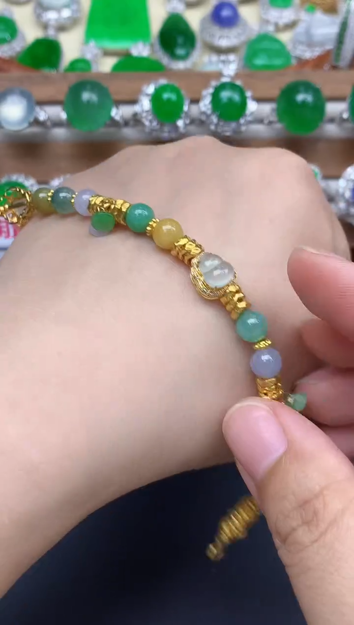 足金镶嵌手链翡翠296-中国好珍宝