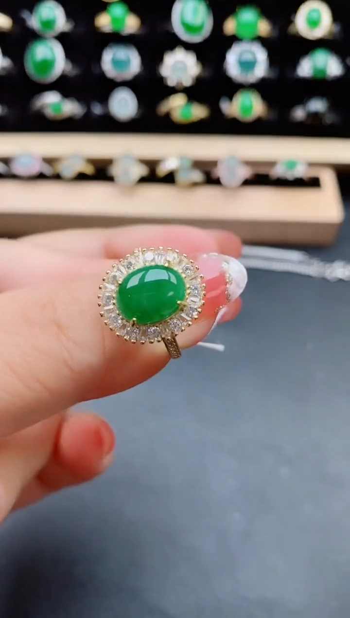 【闪购商品】翡翠戒指银S925镶嵌50880