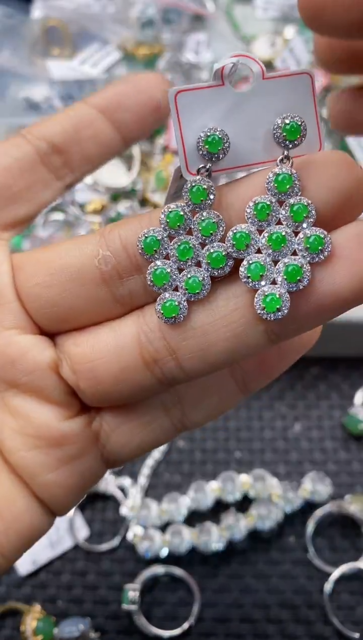 银S925镶嵌戒指翡翠555     10