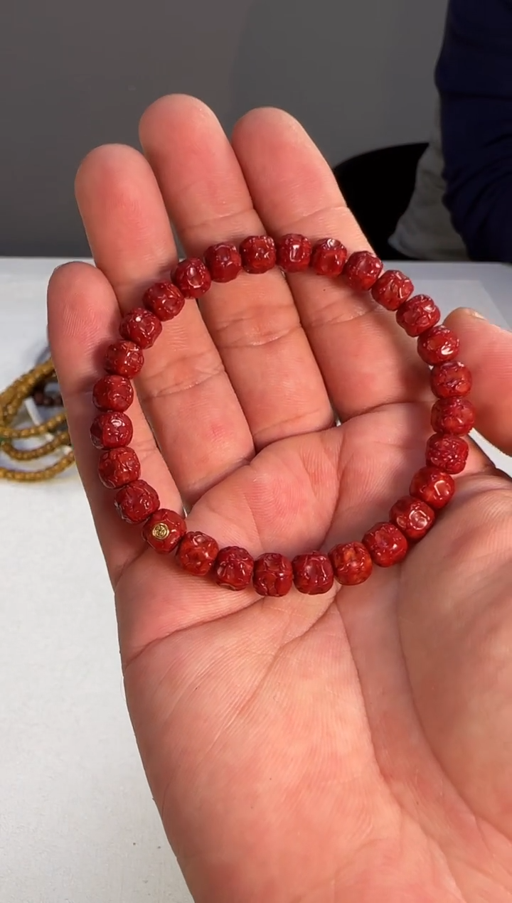 手串金刚菩提朱砂供雕刻无相金标款尺寸7