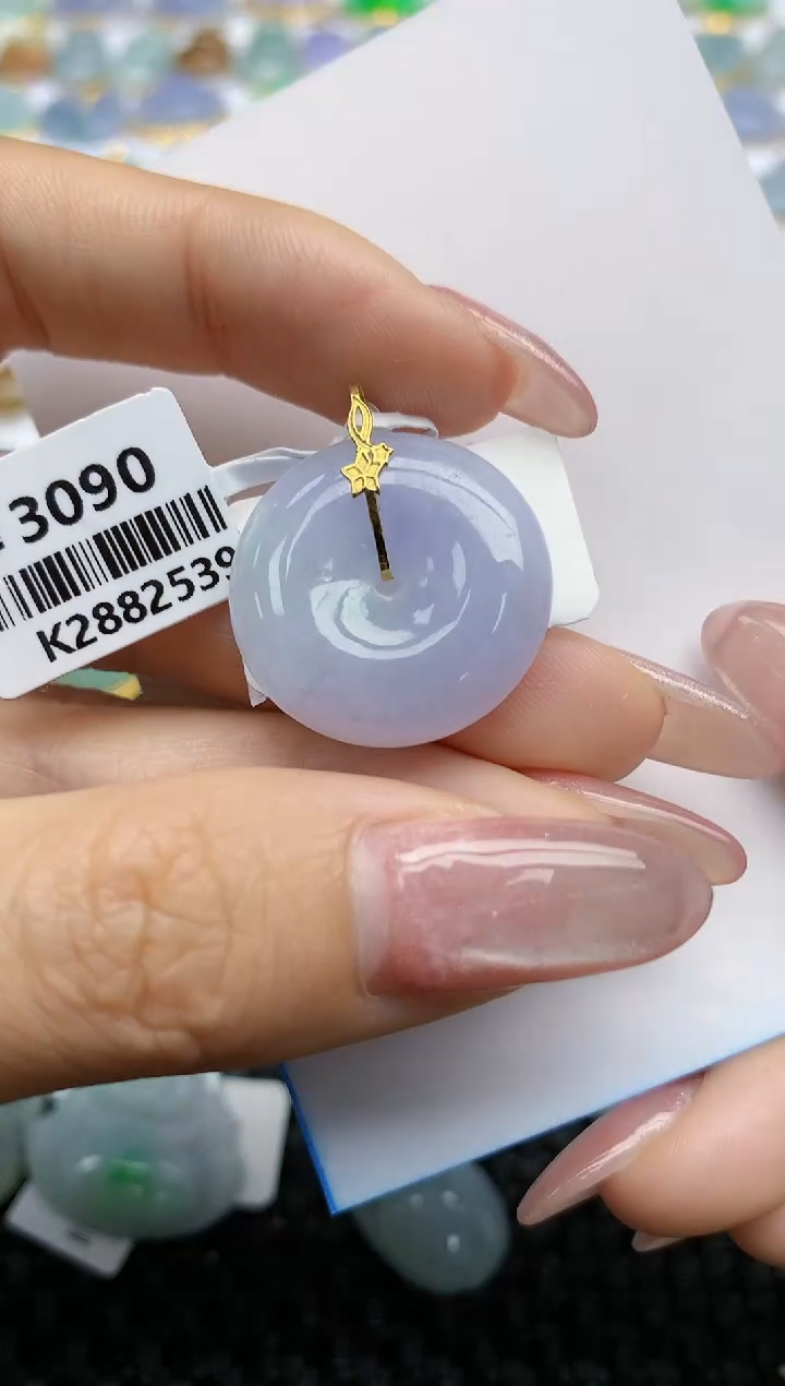 【闪购商品】翡翠挂件18K金镶嵌天然翡翠A货