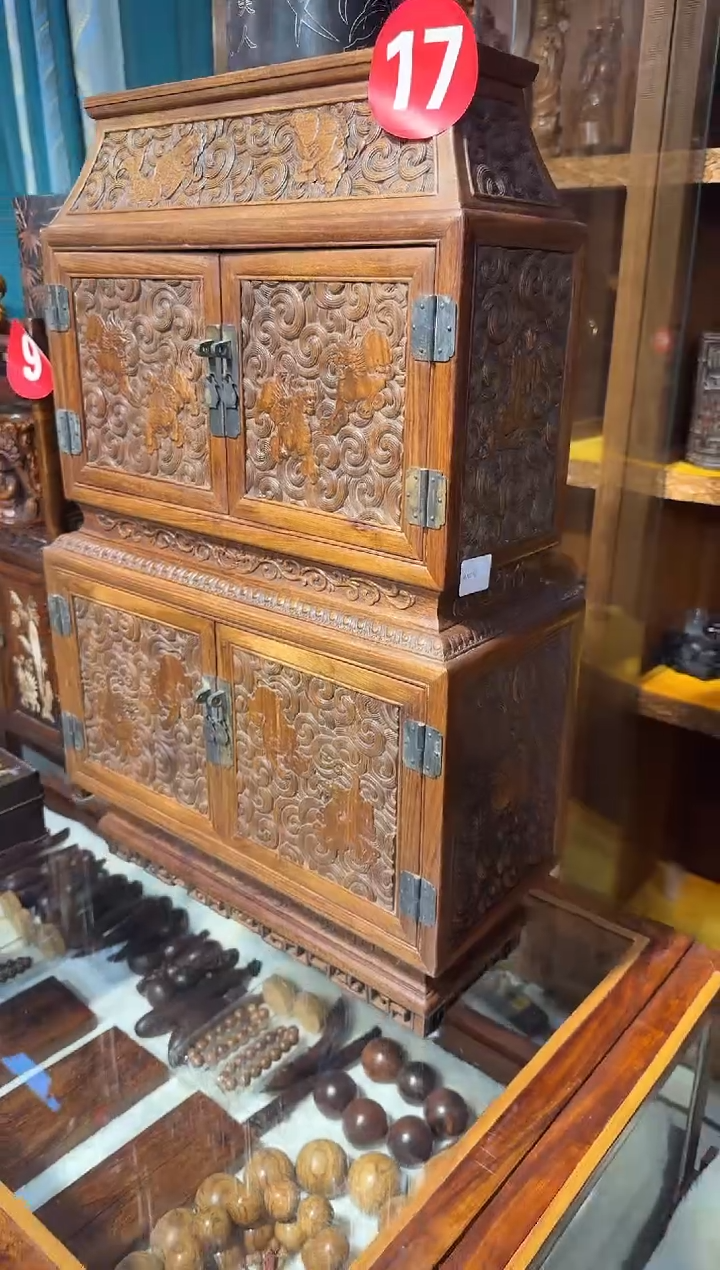 【闪购商品】木木艺黄花梨雕刻双层柜子3980.88888