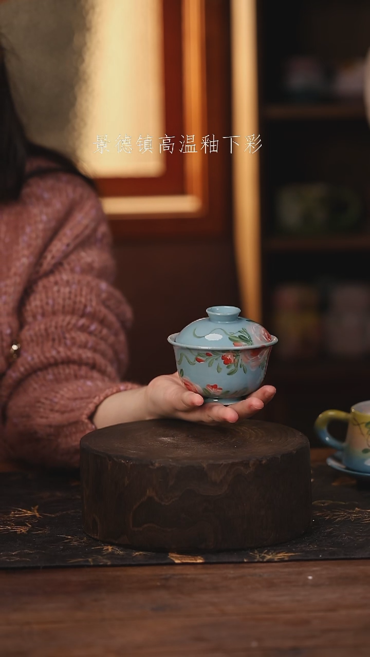 陶瓷景德镇高温釉下手绘陶瓷@L807@