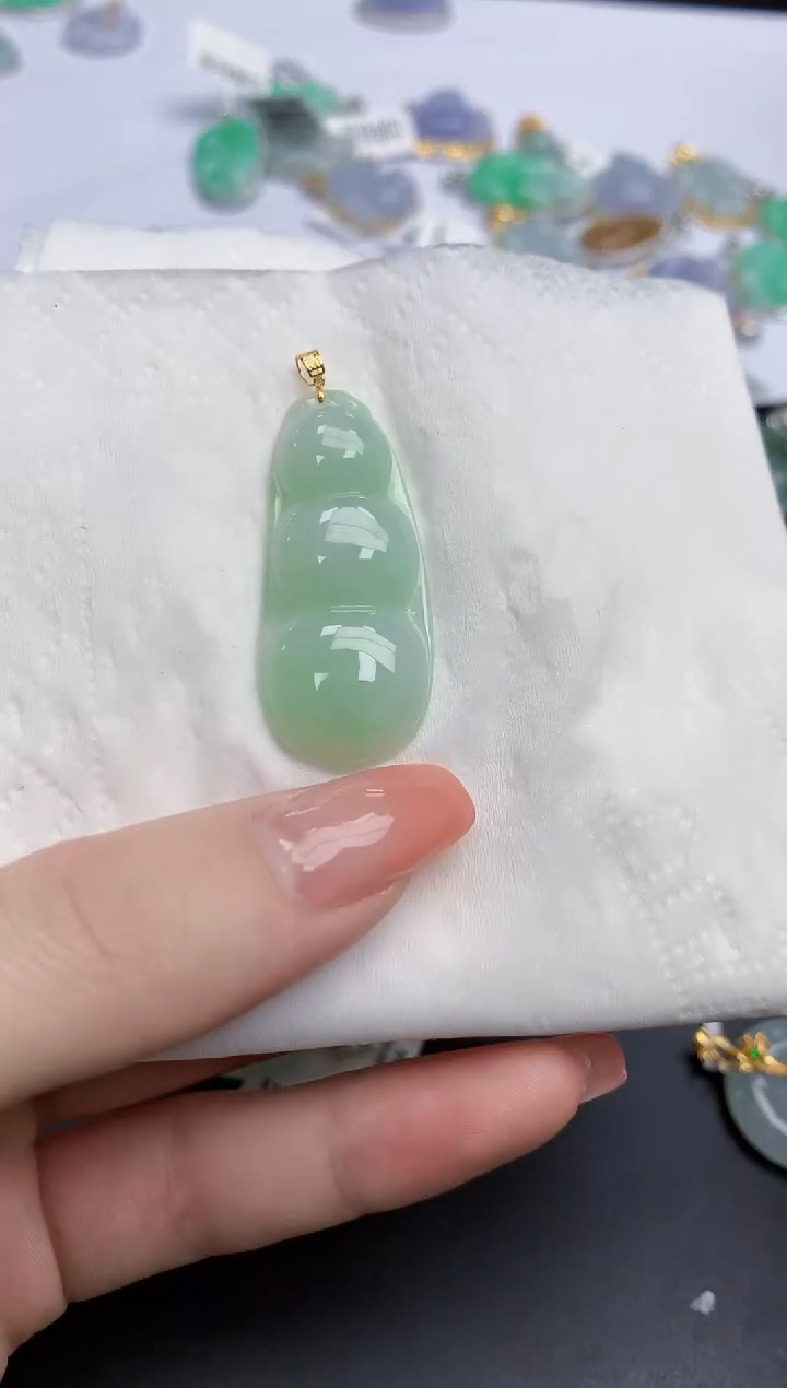 【闪购商品】翡翠颈饰18K金镶嵌天然缅甸翡翠A货