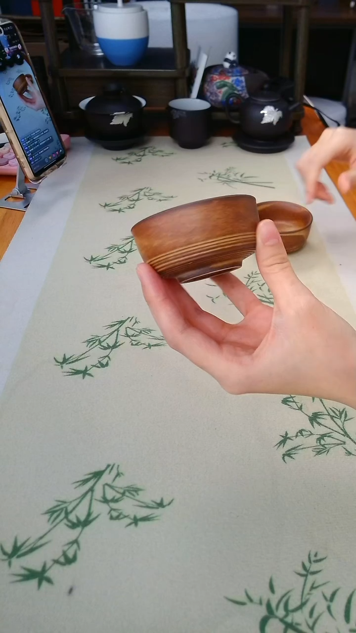 松烟 方正天慧 窑变主人杯  深色