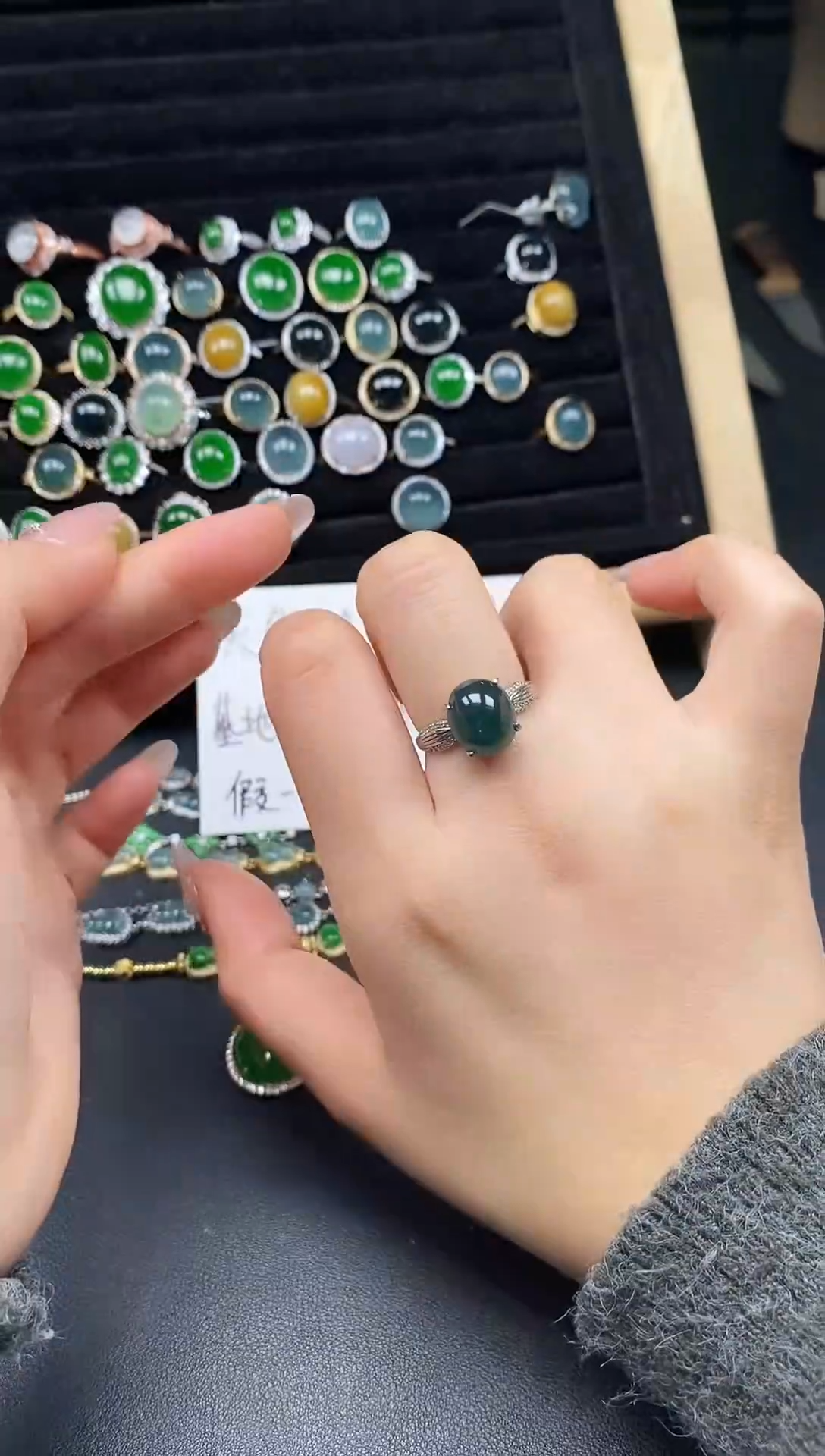 银S925镶嵌戒指翡翠111